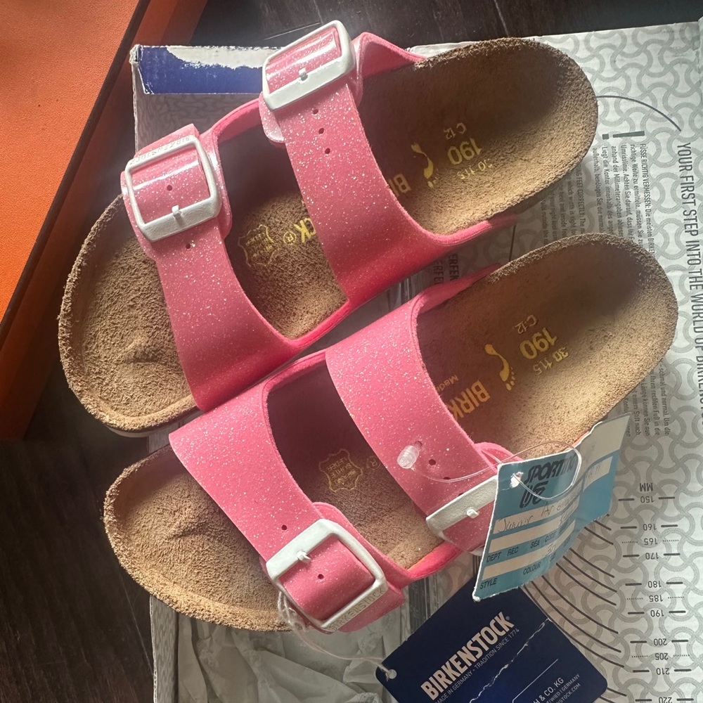 Birkenstock Glittery Pink Sandals girls preschool Sz 12C $90